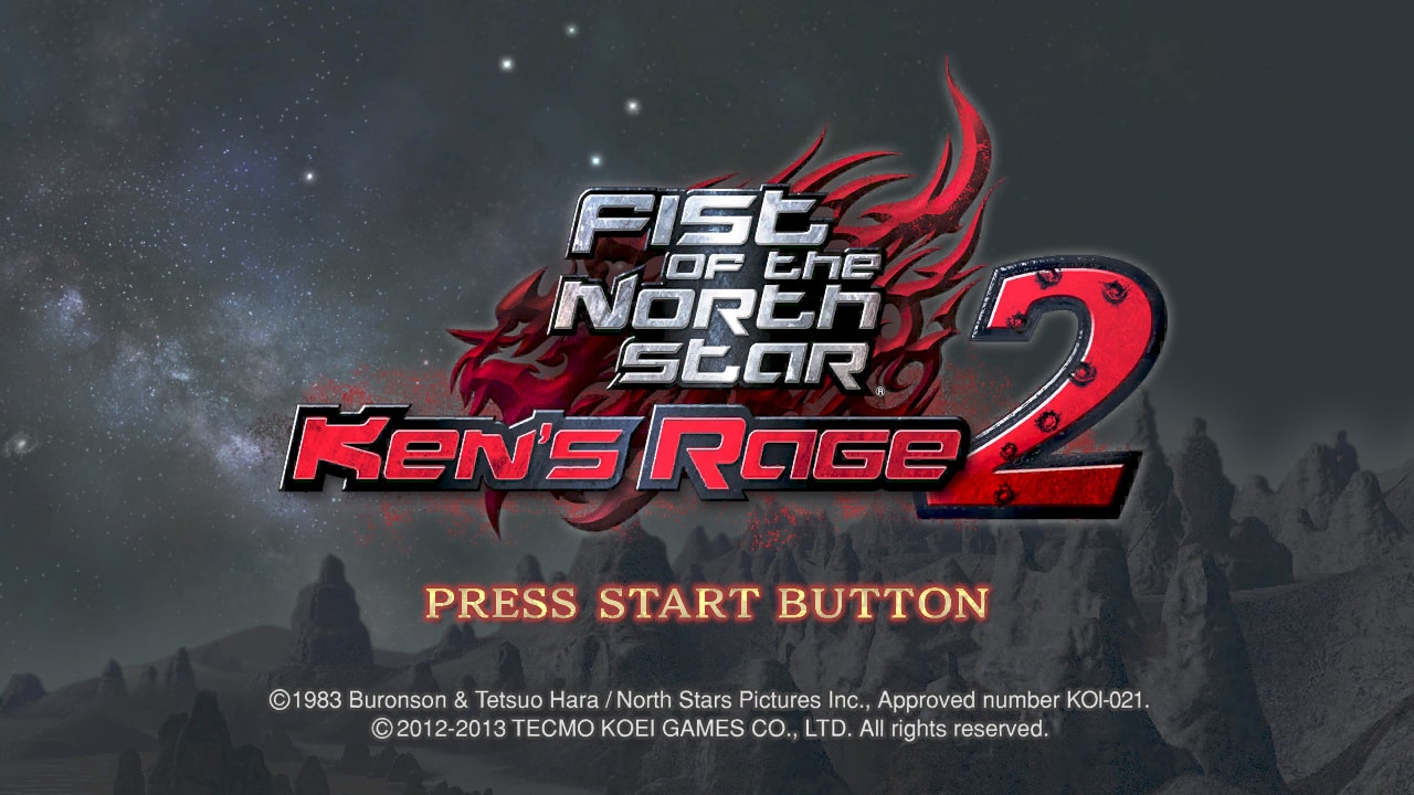 Fist of the North Star: Ken's Rage 2 title screen for Xbox 360